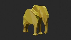 Elephant animal Low-Poly Game Dev Interior Statuette PBR