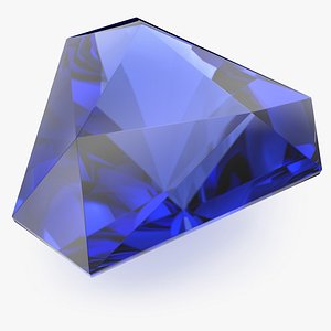 Shield Step Cut Blue Sapphire 3D model