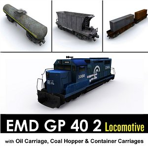 EMD GP40 with Cargo Carriages 3D model