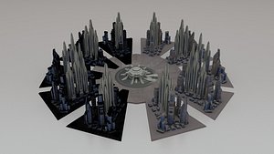 Futuristic Sci-Fi Space Station 3D Model 3D model