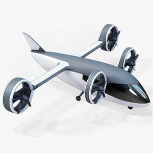 3D Flying Taxi eVTOL PBR 04