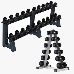 3D Dumbell Stand with Dumbbell Collection 1 model