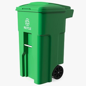 Green Plastic Wheeled Recycling Trash Can