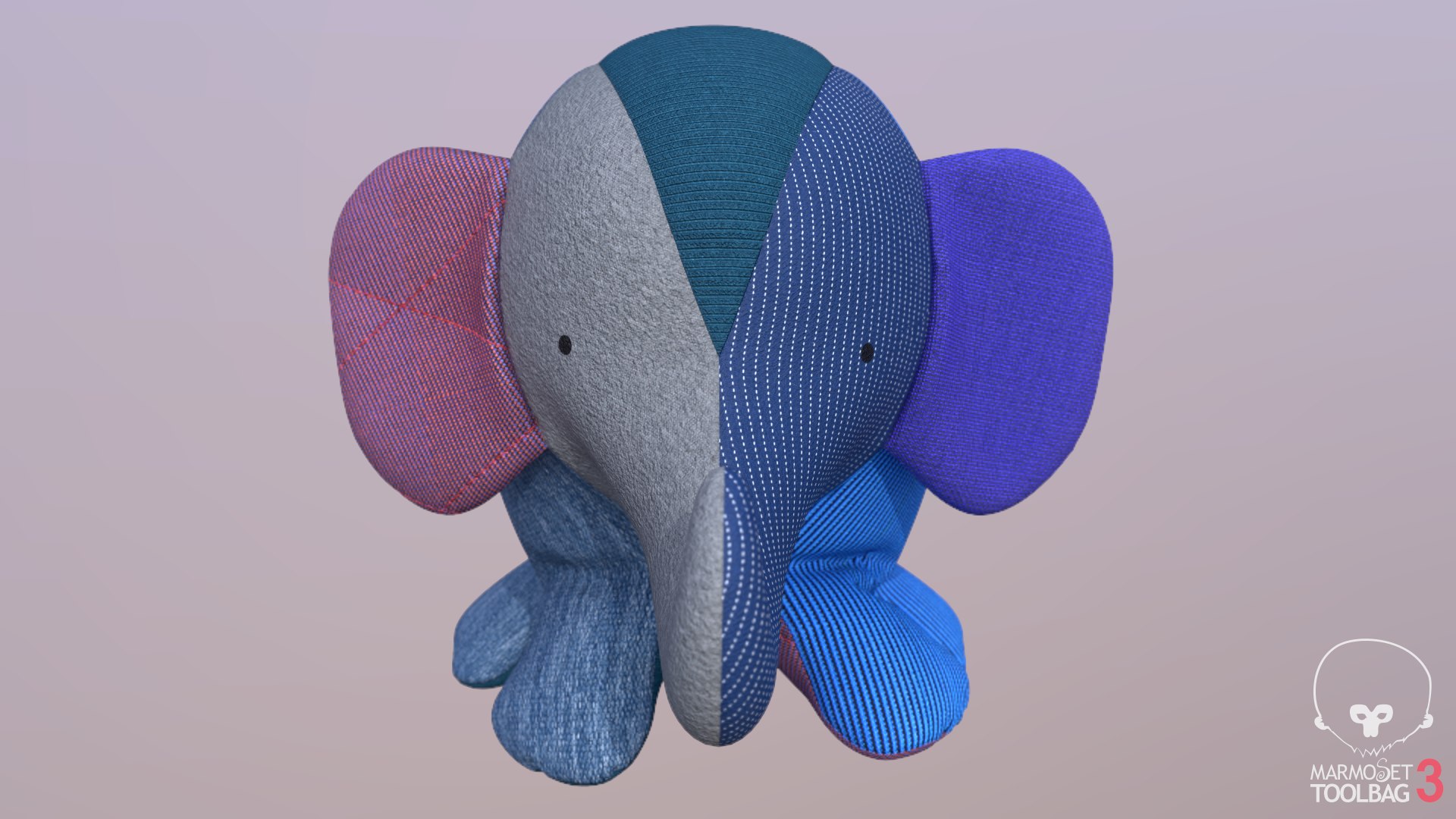 3D Multicolour Elephant Stuffed Toy TurboSquid 1997823
