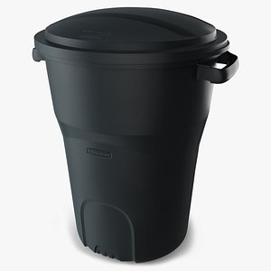 Black Round Rubbermaid Trash Can