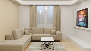 Interior model Kitchen Living room and Bedroom 3D model