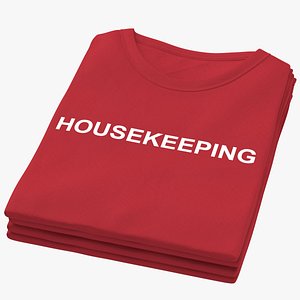 Female Crew Neck Folded Stacked Red Housekeeping 02 model