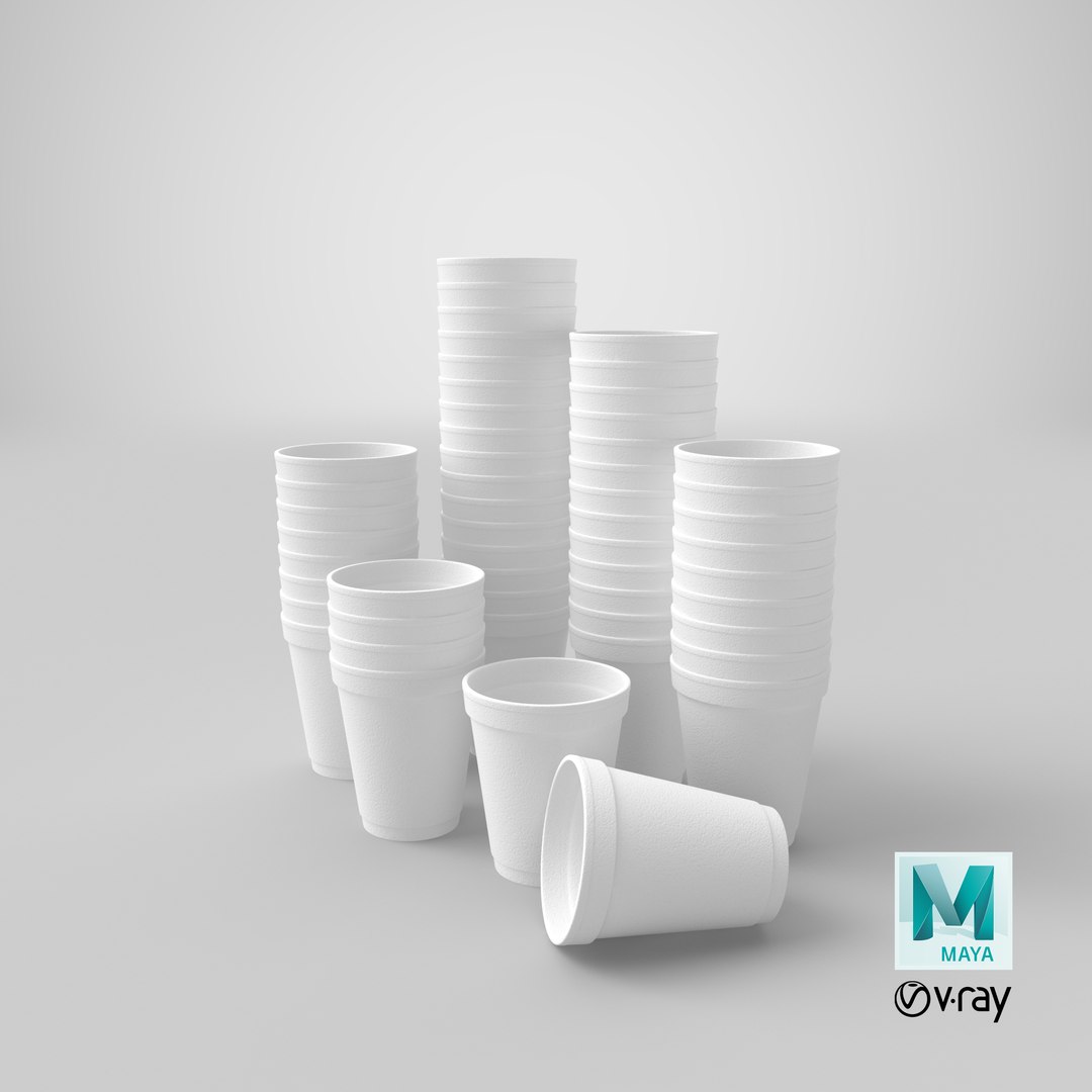 Realistic Styrofoam Cups Pose 3D Model - TurboSquid 1481670
