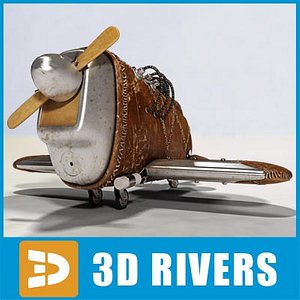 3d steampunk toy plane