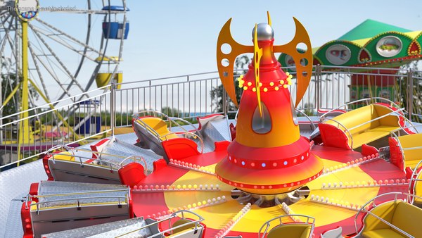 modelo 3d Flat Ride Theme Park Attraction - TurboSquid 1883194
