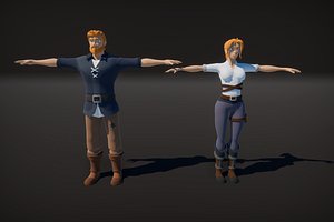 Low Poly Cartoon Medieval Characters model
