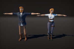 Low Poly Cartoon Medieval Characters