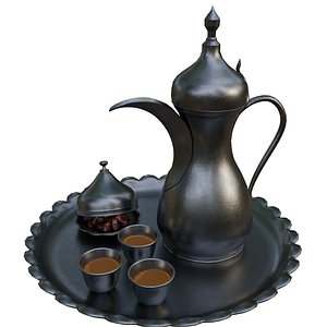 3D Steel Arabic Dallah Coffee Set  Islamic Ramadan 3D Model