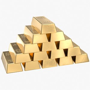 Gold Bar Small Piramid Stack 3D model