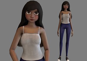 3D young skinny woman