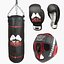 Coleção de boxe 3 em 1 - Luvas de boxe para saco de pancadas e capacete de boxe