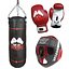 Coleção de boxe 3 em 1 - Luvas de boxe para saco de pancadas e capacete de boxe