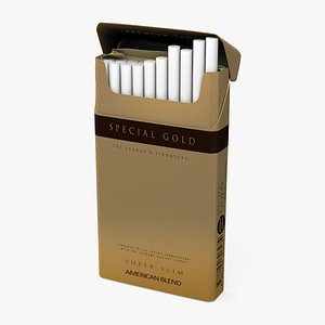 Open Pack of Cigarettes Super Slim Gold