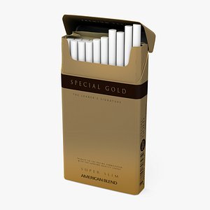 Open Pack of Cigarettes Super Slim Gold