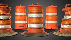 3D Traffic Drum Barrel - Game Ready