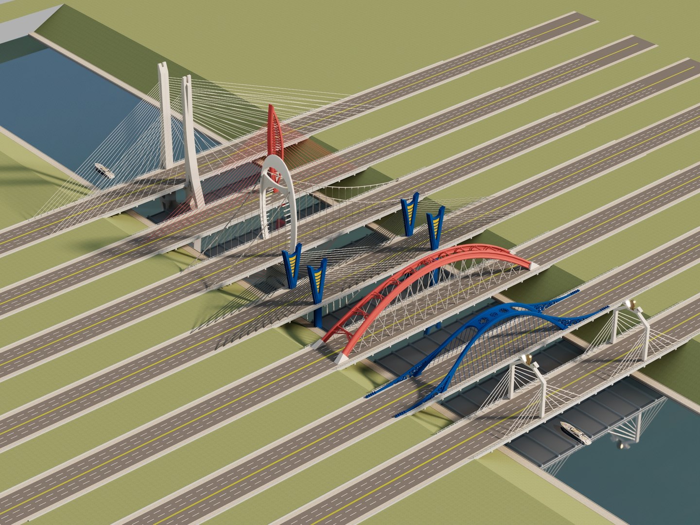 3D Modern Urban Arch Bridge 3D Model Model - TurboSquid 2504514