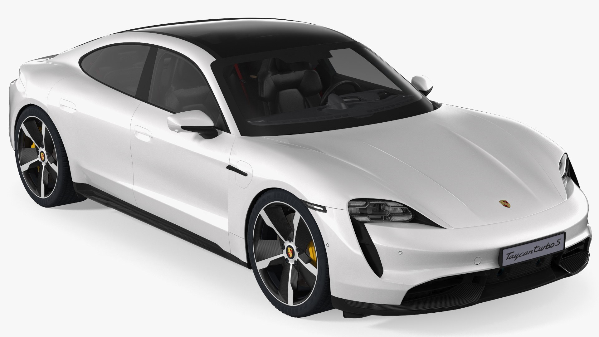 Porsche Taycan Turbo S 2020 White Rigged 3D model preview