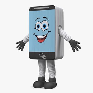 White Smart Phone Mascot A-pose