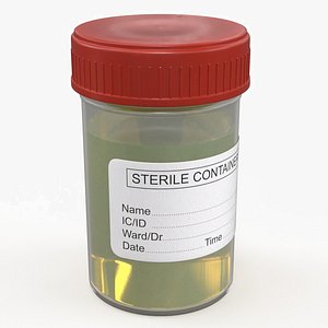 Sterile Urine Sample Container with Red Cap 3D