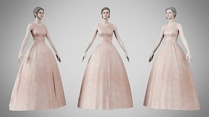 3D model Dress 32 Ivory Blush Velvet
