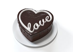 3D Heart Shaped Love Chocolate Cake 3 model