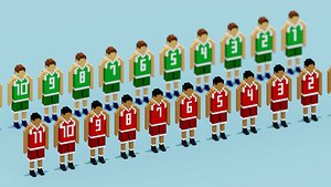 Voxel Basketball Team Players 3D model