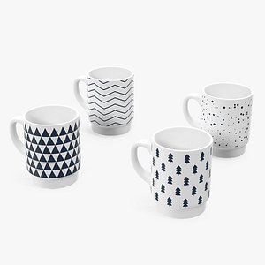 3D model simple pattern mug set