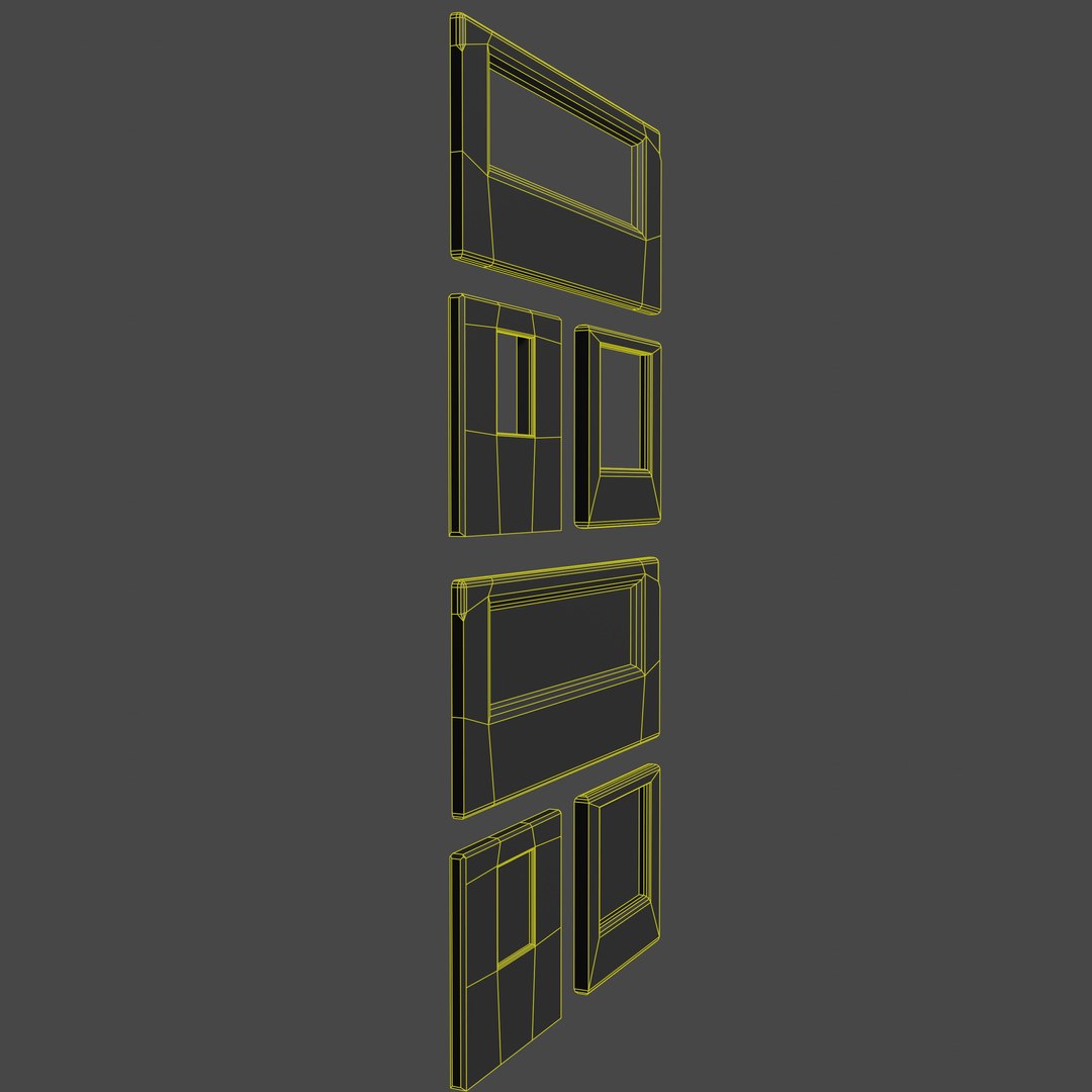 3D Model Set Of Concrete Walls Or Partitions With Windows - TurboSquid ...