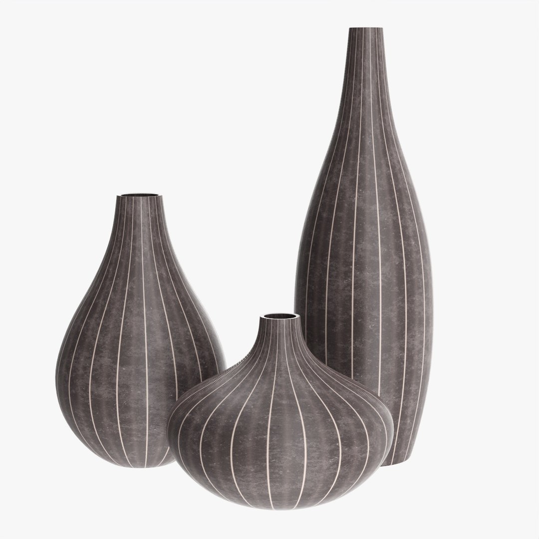 3D Model Decorative Vase Set Of Three - TurboSquid 1754576
