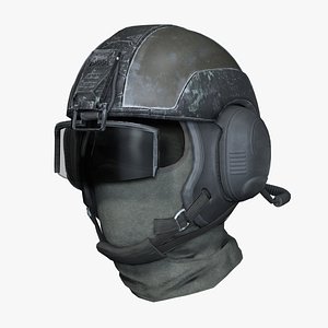Tactical Combat Helmet  Game Ready Headset Model 3D model