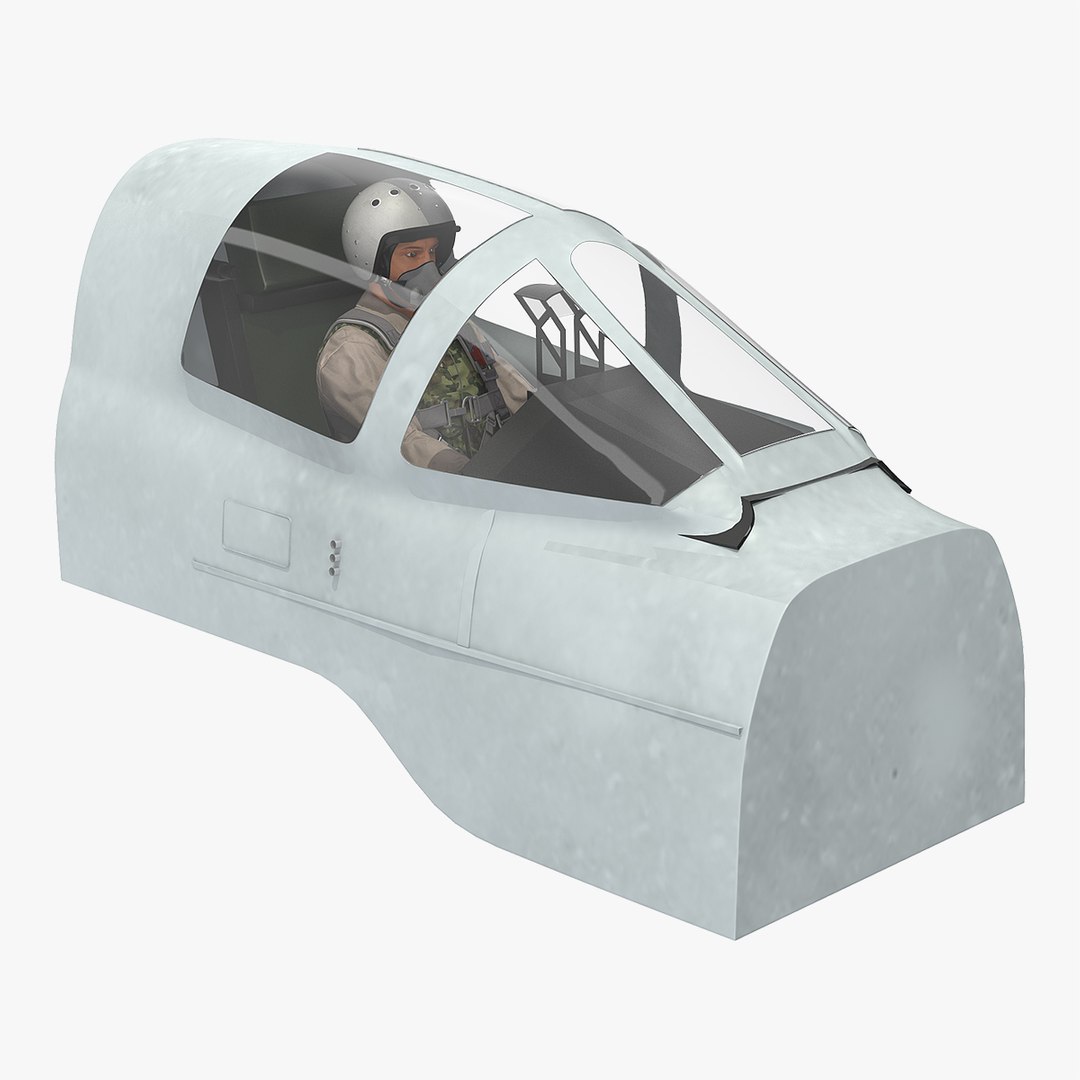 Jet Fighter Pilot in Cockpit 3D Model 3D model preview
