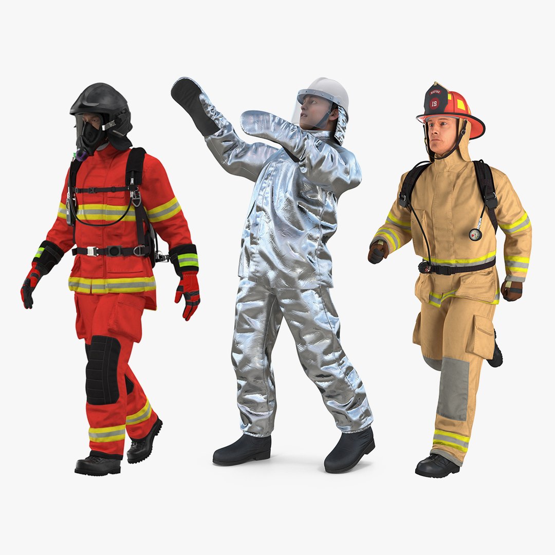 Rigged Firefighters Collection 2 3D model preview
