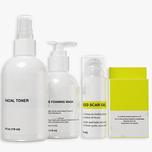3D model Bottle Set for Face Wash and Acne Health- Cosmetic containers