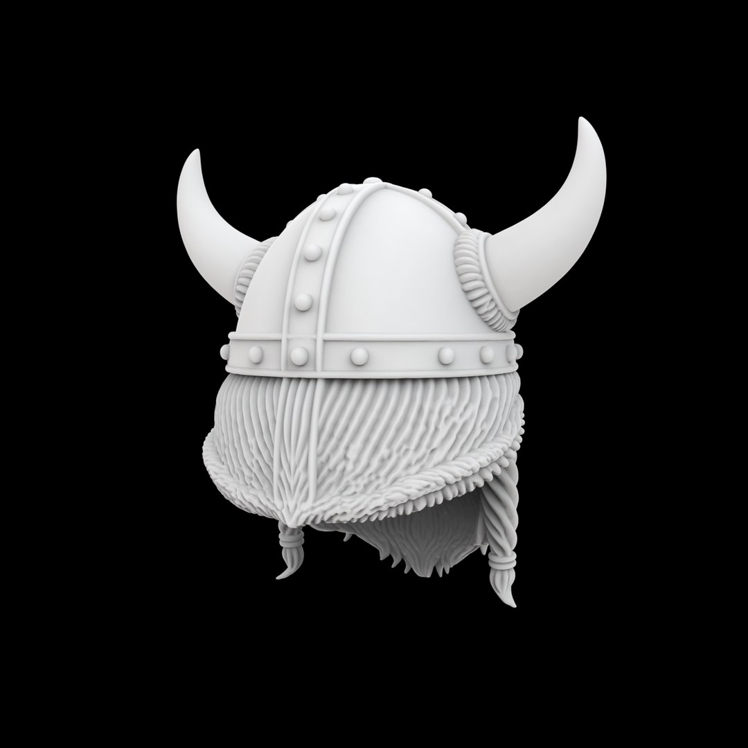 Viking Horned Helmet With Beard And Braids 3D Model - TurboSquid 2469512