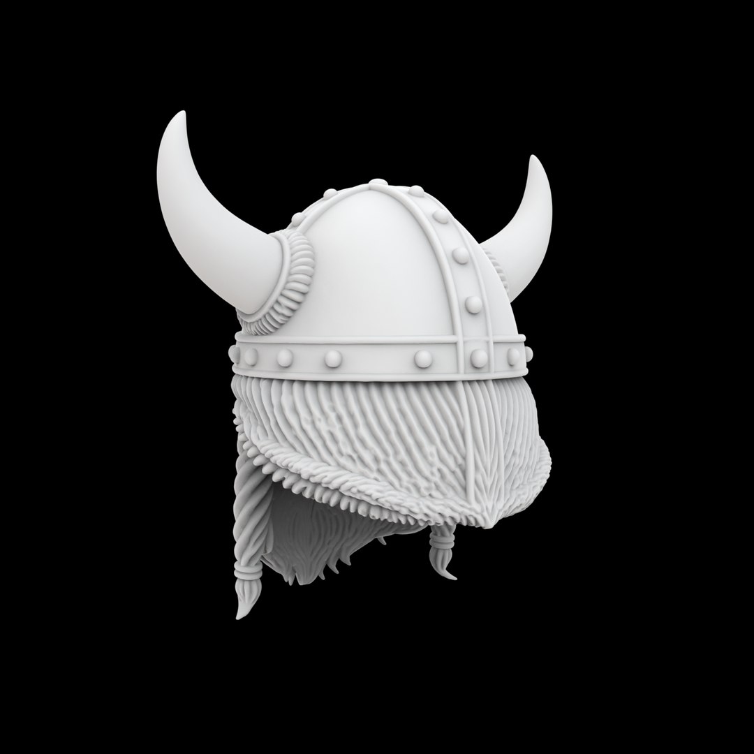 Viking Horned Helmet With Beard And Braids 3D Model - TurboSquid 2469512