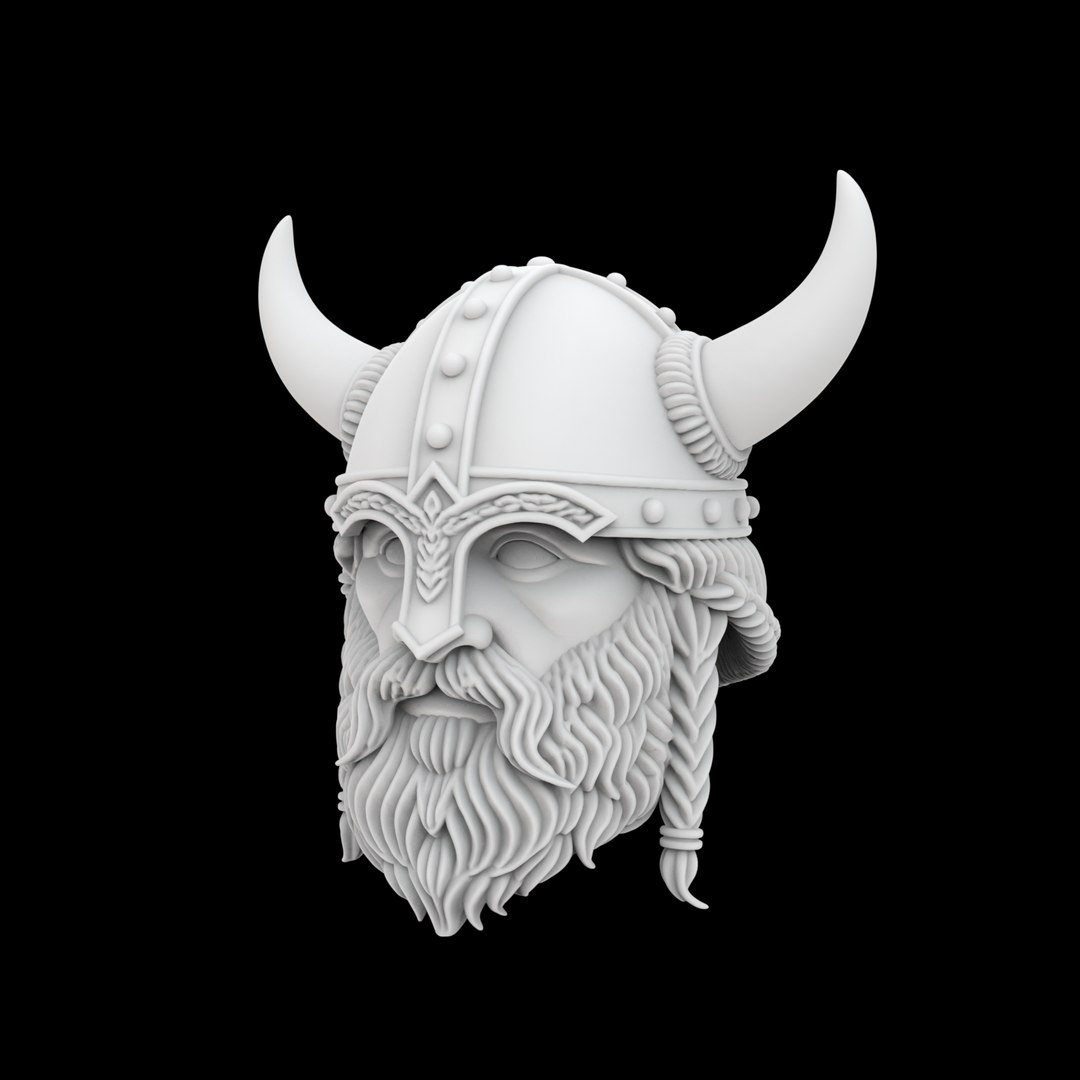 Viking Horned Helmet With Beard And Braids 3D Model - TurboSquid 2469512