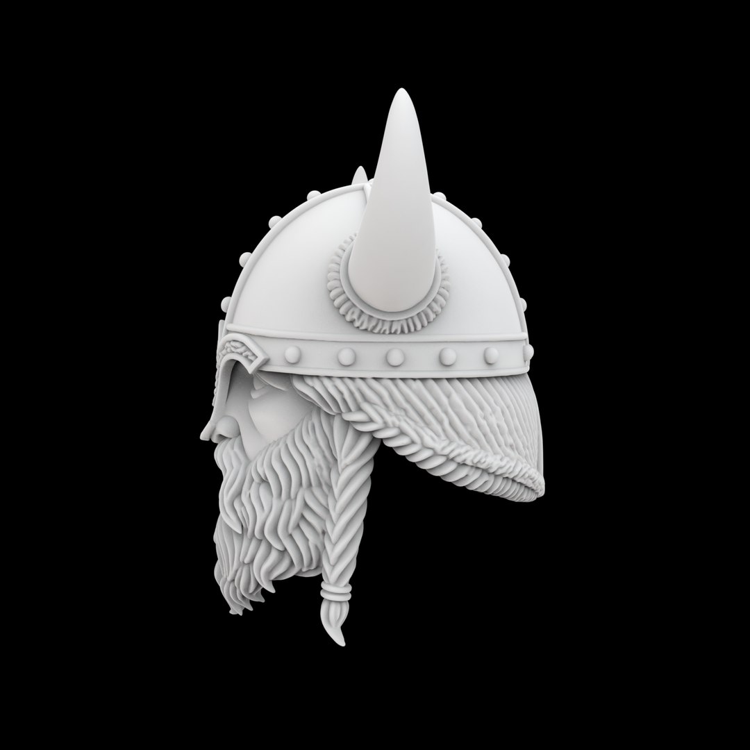 Viking Horned Helmet With Beard And Braids 3D Model - TurboSquid 2469512