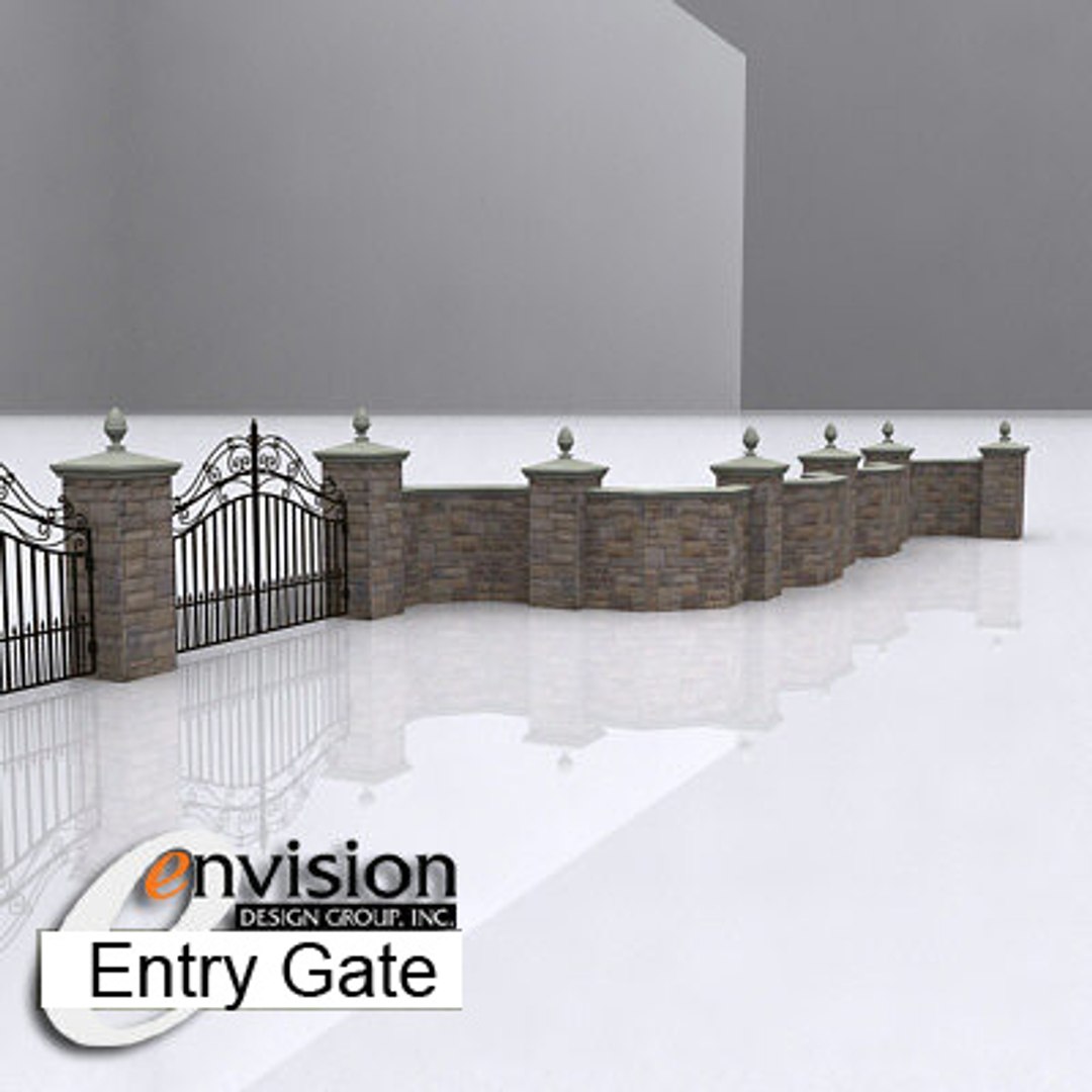 Stone Wall Gate 3d Model