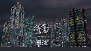 3D sci-fi city skyscrapers