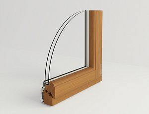 3D section wooden window glass model