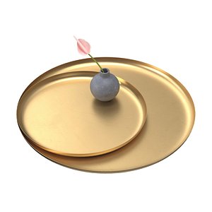 Oversized Antique Brass Metal Trays PBR