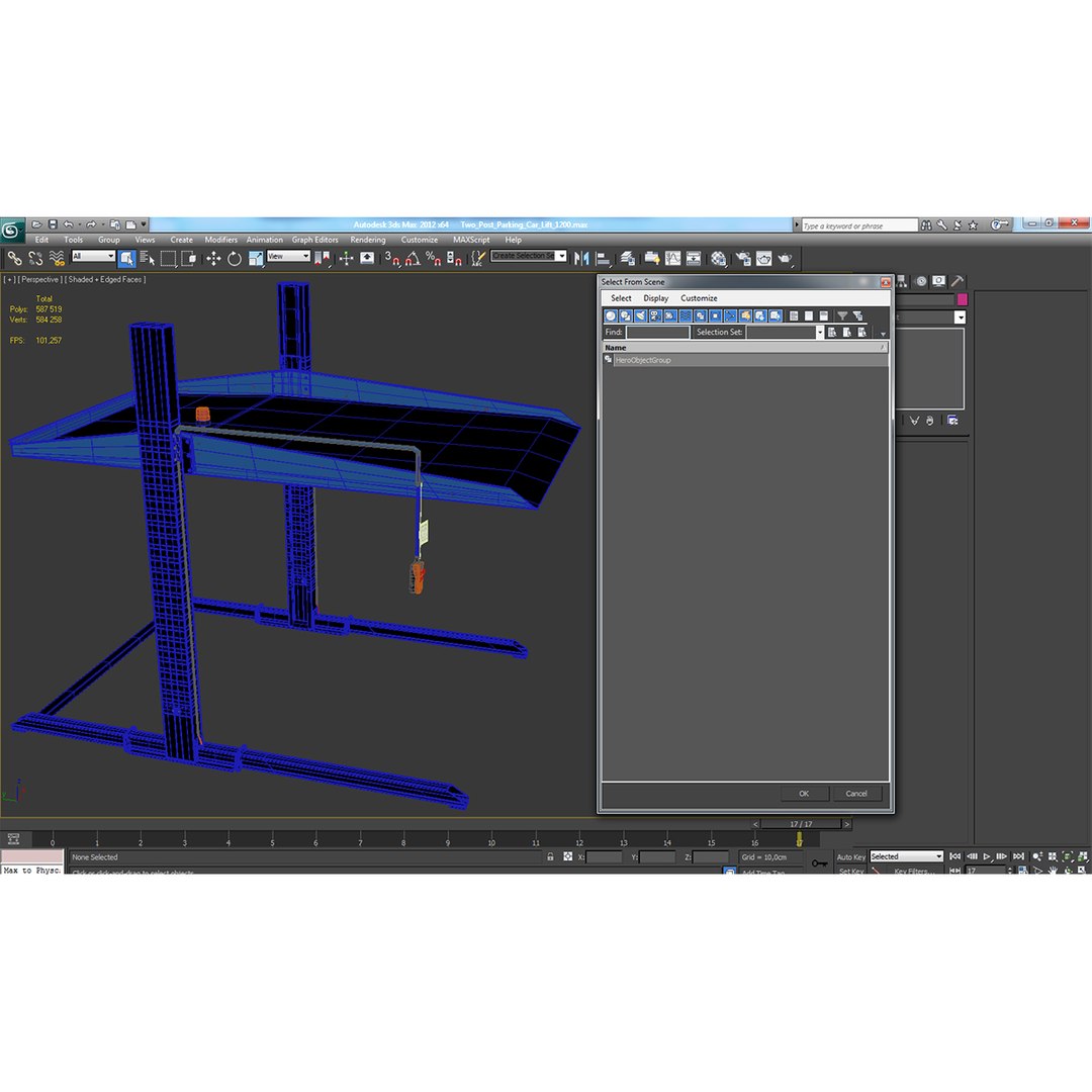 3d post parking car lift model