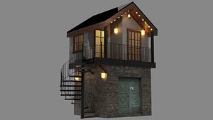 Stone Cottage House Village Low-poly 3D model 3D model