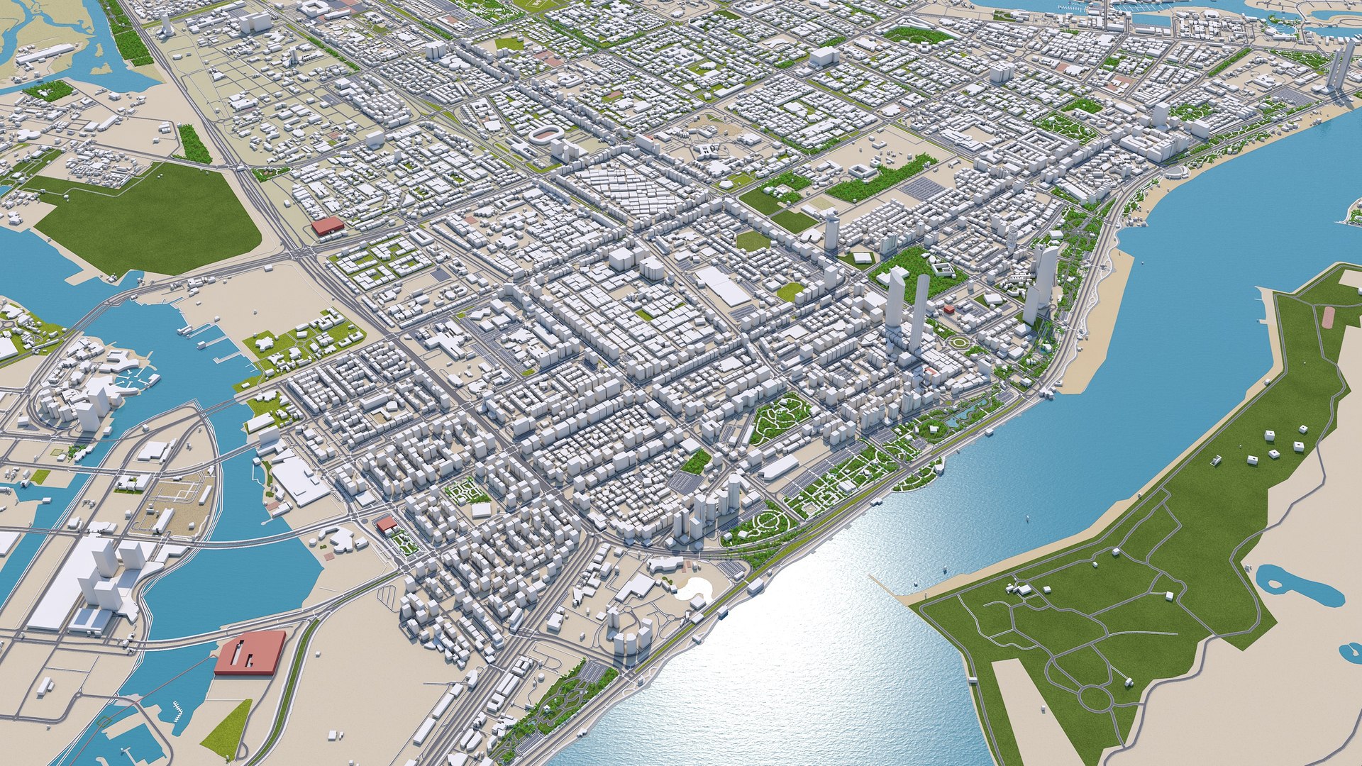 Abu Dhabi Downtown Model - TurboSquid 1925952