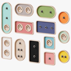 Wooden Sockets and Switches 3D model